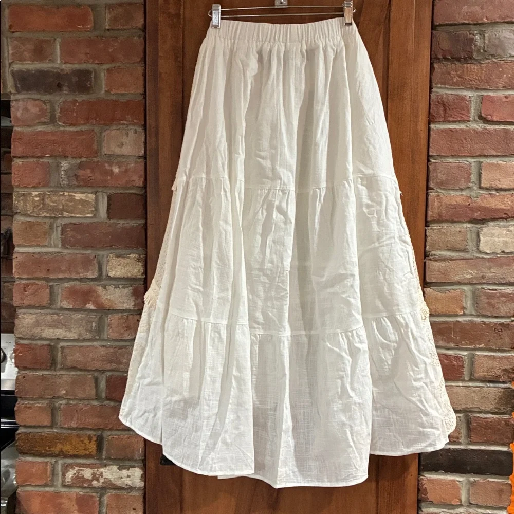 Boho Tiered Cream Maxi Skirt - Picture 7 of 8